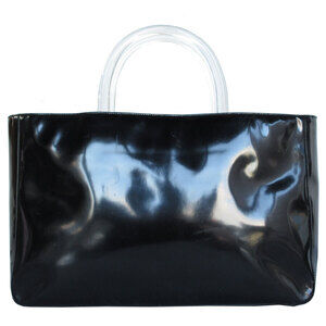 Prada bag black spazzolato leather clear plexiglas handles Re Edition 1995 tote